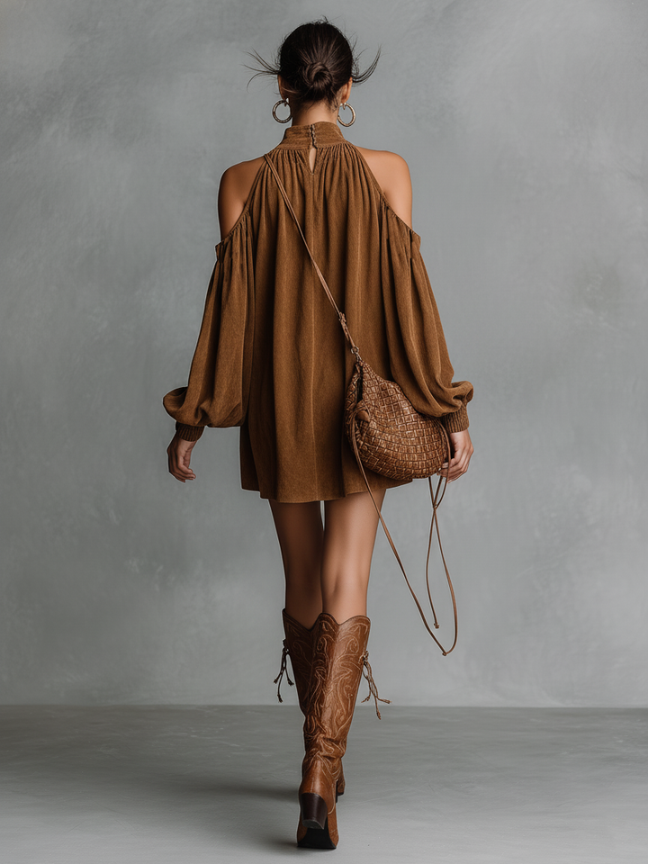 Morgan & Brooke | Faux Suede Halter Neck Dress