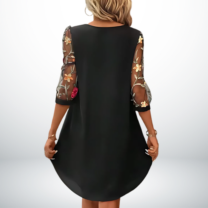 Morgan & Brooke | Black V-Neck Mini Dress