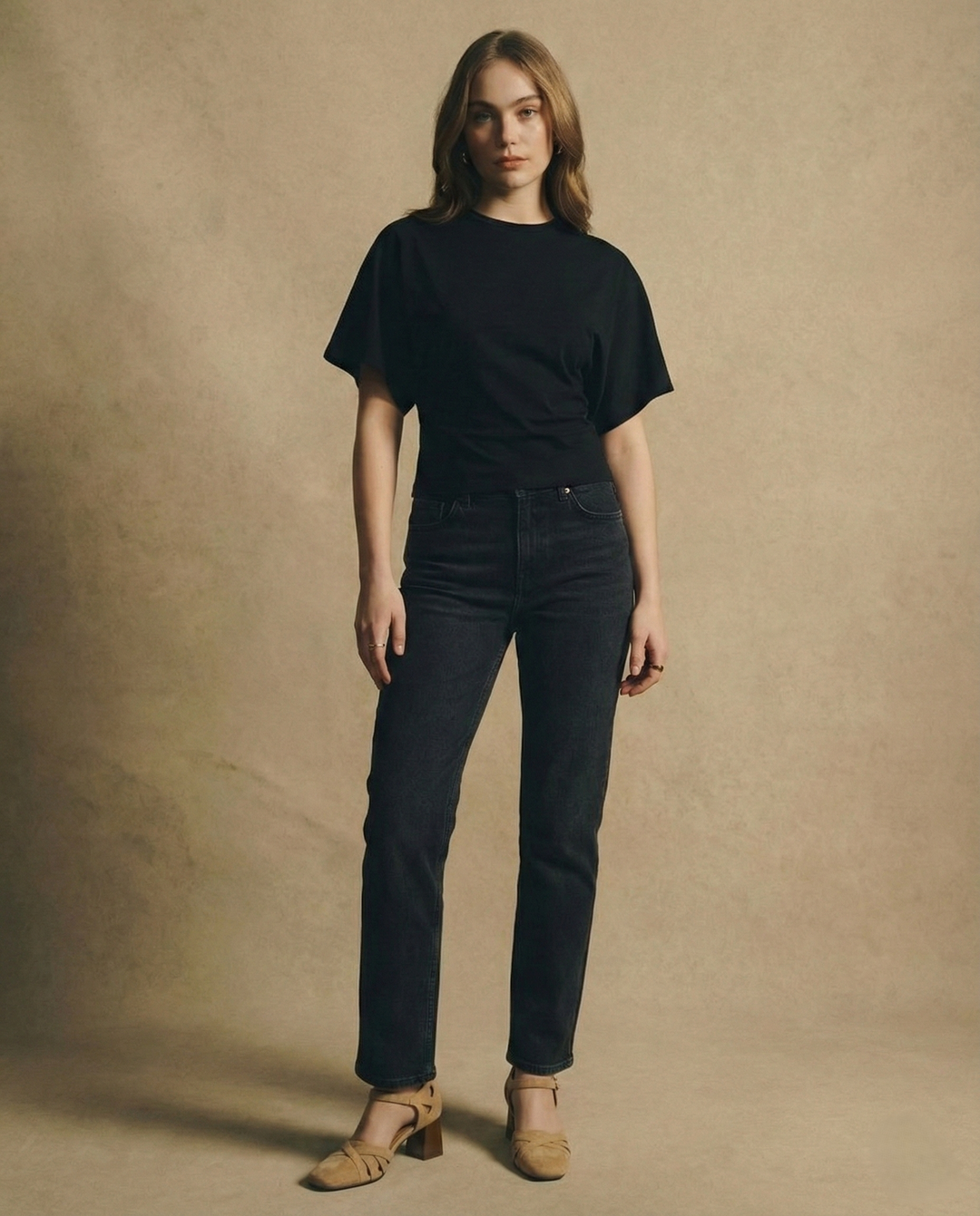 Morgan & Brooke | Ivory Draped Relaxed Fit Cotton Tee