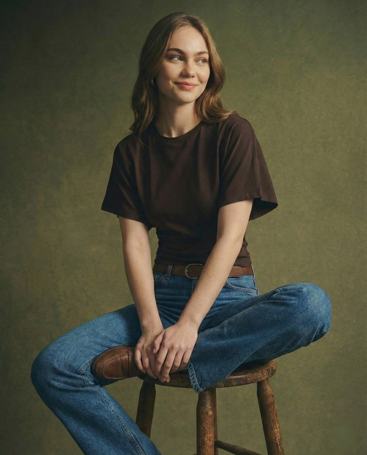 Morgan & Brooke | Ivory Draped Relaxed Fit Cotton Tee