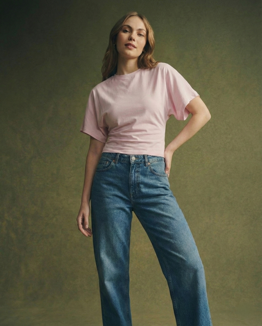 Morgan & Brooke | Ivory Draped Relaxed Fit Cotton Tee