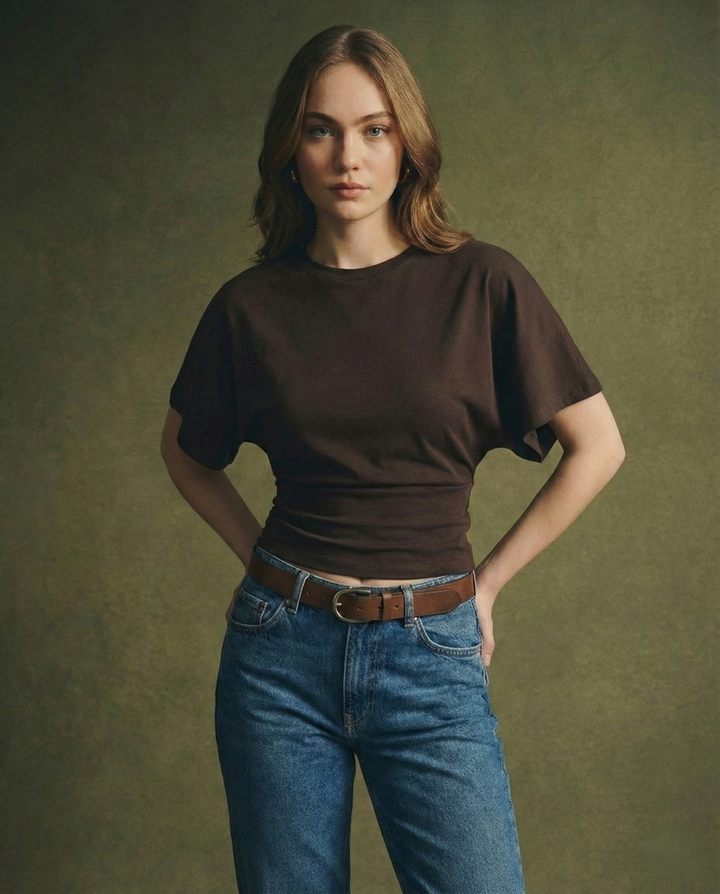 Morgan & Brooke | Ivory Draped Relaxed Fit Cotton Tee