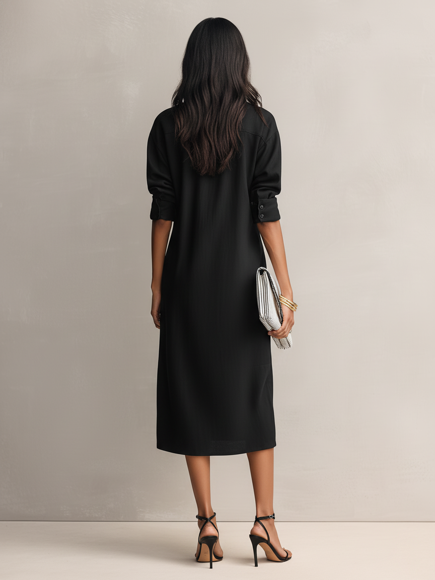Morgan & Brooke | Black Linen Evening Dress