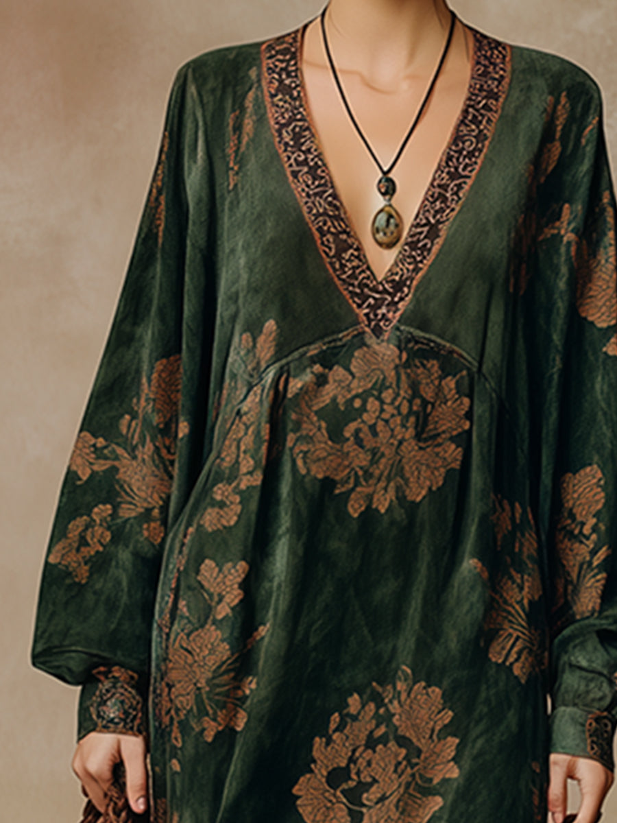 Morgan & Brooke | Green Faux Suede Tassel Dress