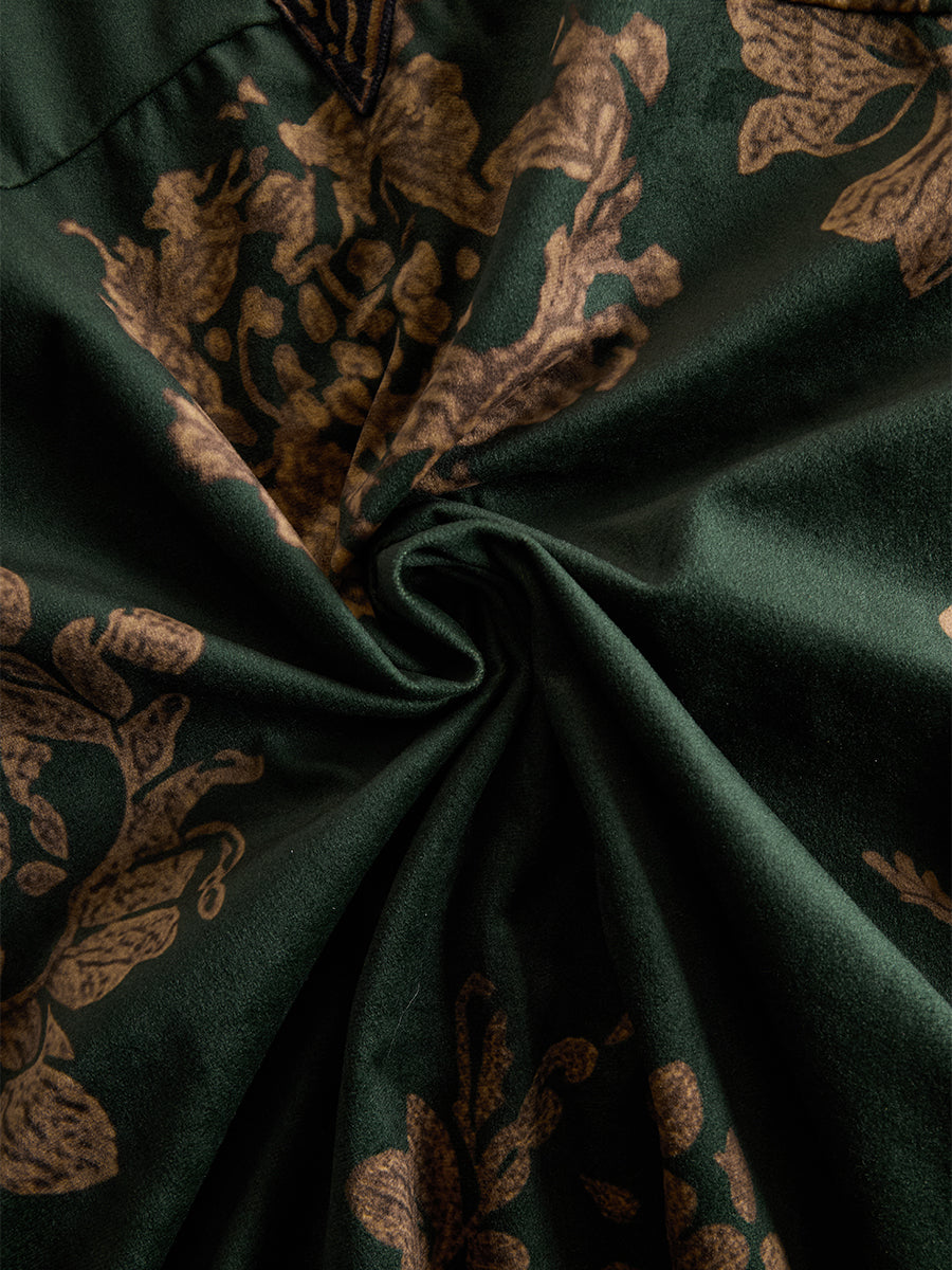Morgan & Brooke | Green Faux Suede Tassel Dress