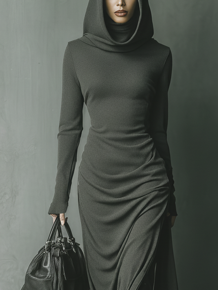 Morgan & Brooke | Grey Knit Hooded Dress