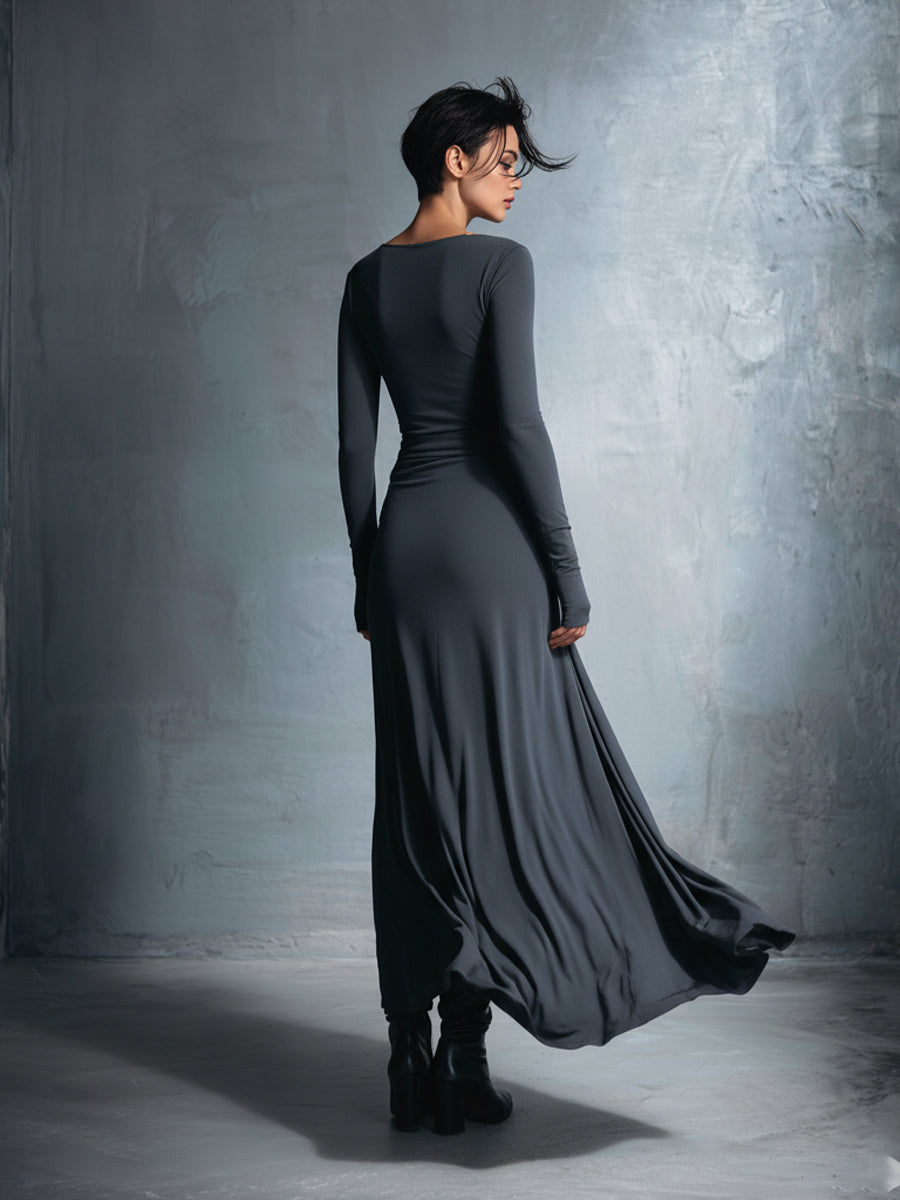 Morgan & Brooke | Grey Knit Wrap Dress