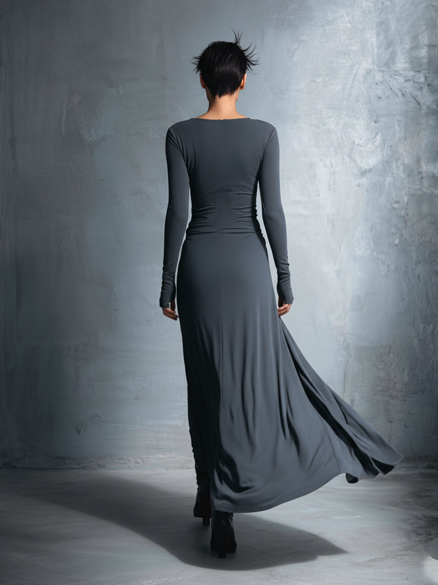 Morgan & Brooke | Grey Knit Wrap Dress