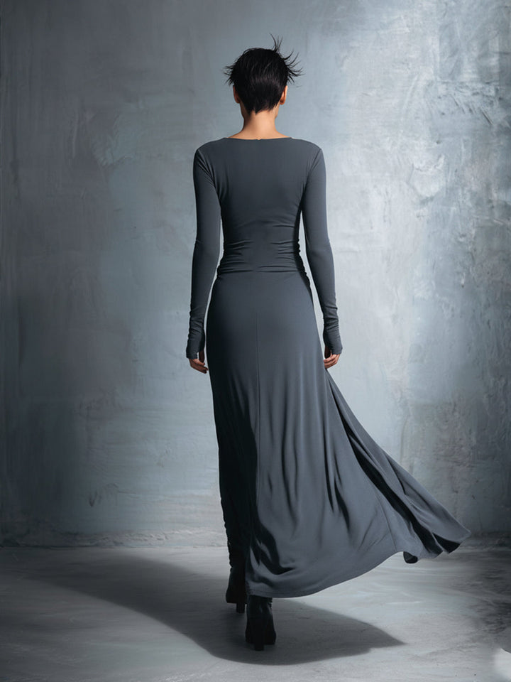 Morgan & Brooke | Grey Knit Wrap Dress