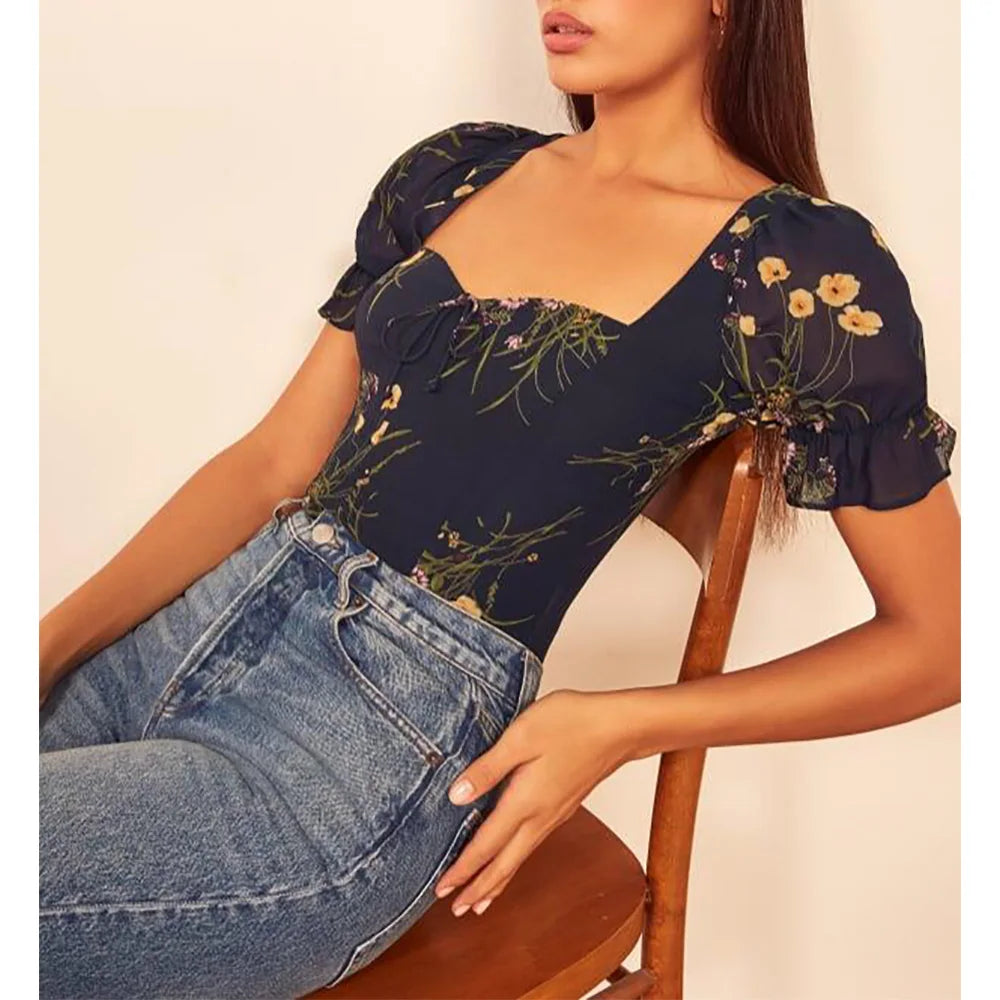 Morgan & Brooke | Multicolor Floral Print V-Neck Blouse