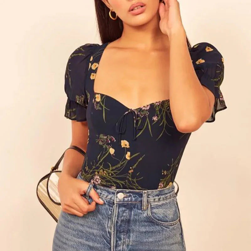 Morgan & Brooke | Multicolor Floral Print V-Neck Blouse