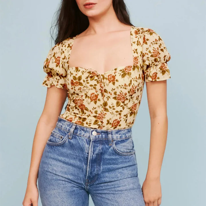 Morgan & Brooke | Multicolor Floral Print V-Neck Blouse