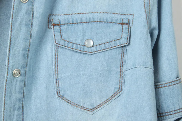 Morgan & Brooke | Blue Boxy Cropped Denim Top