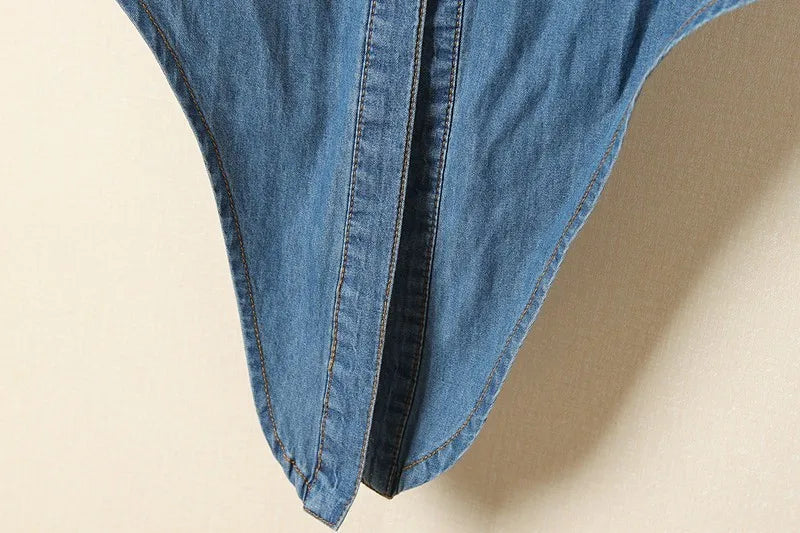 Morgan & Brooke | Blue Boxy Cropped Denim Top