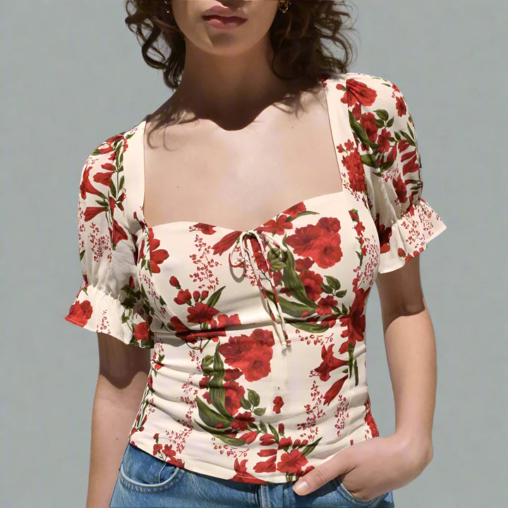 Morgan & Brooke | Multicolor Floral Print V-Neck Blouse