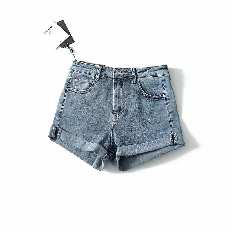 Morgan & Brooke | Blue Washed Cutoff Hem Denim Shorts