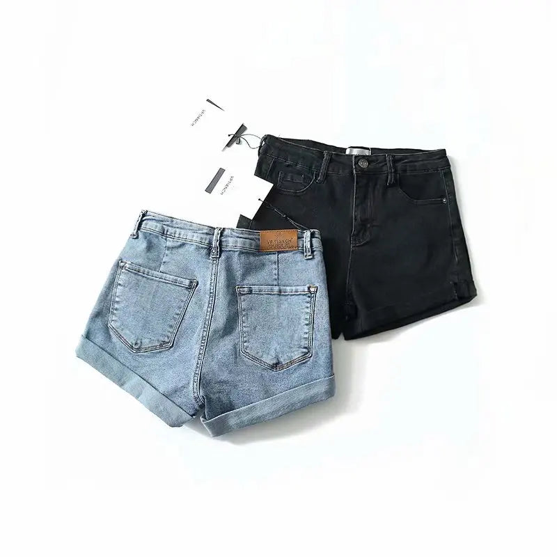 Morgan & Brooke | Blue Washed Cutoff Hem Denim Shorts