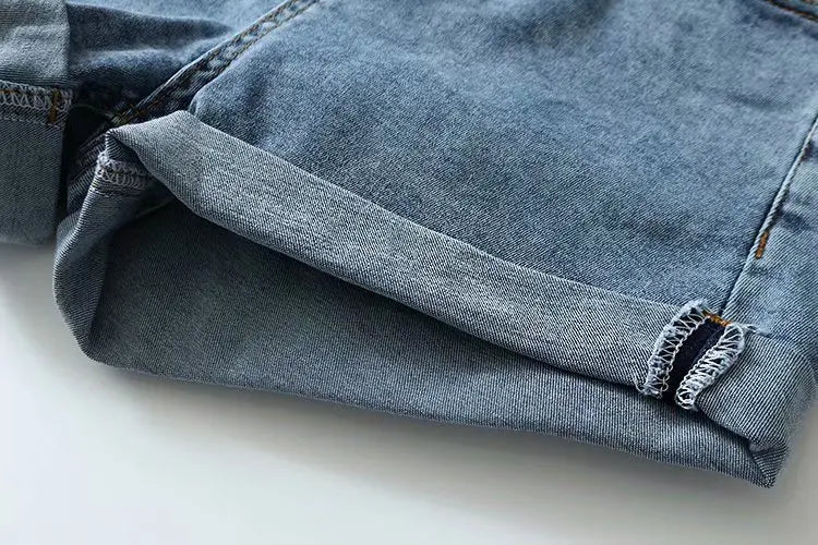 Morgan & Brooke | Blue Washed Cutoff Hem Denim Shorts