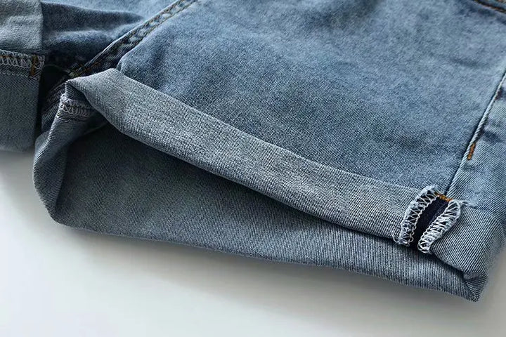 Morgan & Brooke | Blue Washed Cutoff Hem Denim Shorts