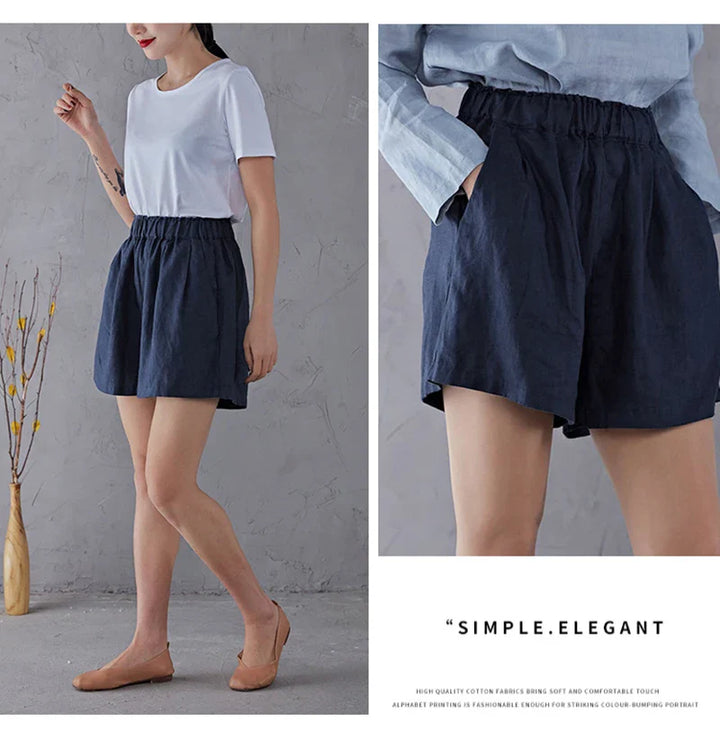 Morgan & Brooke | Relaxed Fit Drawstring Linen Shorts