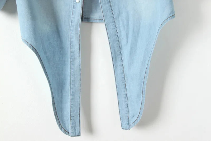 Morgan & Brooke | Blue Boxy Cropped Denim Top