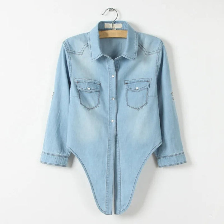 Morgan & Brooke | Blue Boxy Cropped Denim Top