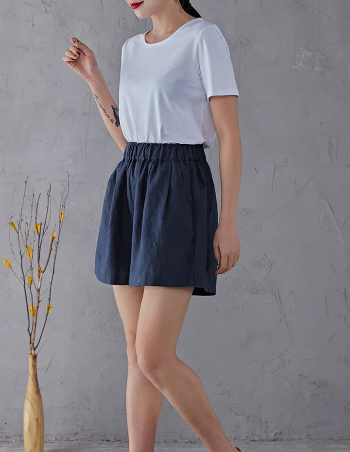 Morgan & Brooke | Relaxed Fit Drawstring Linen Shorts