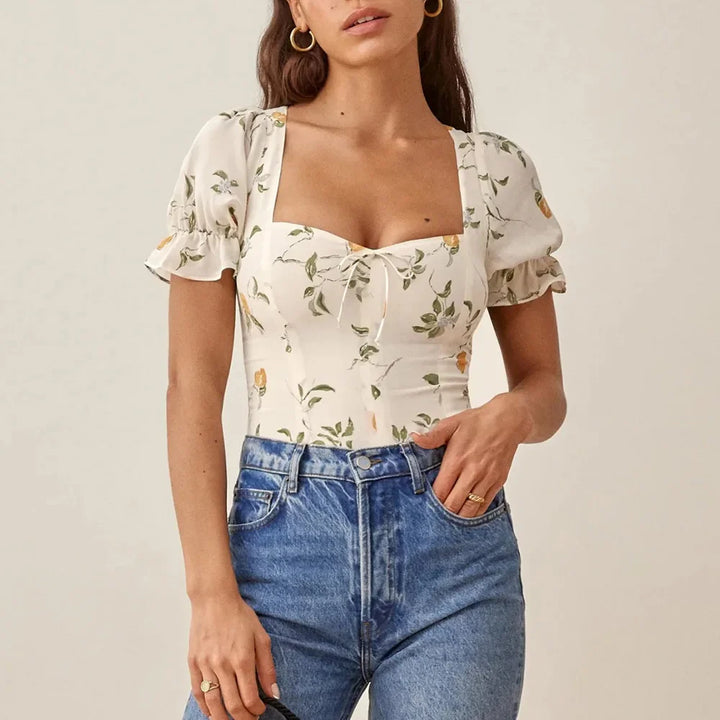 Morgan & Brooke | Multicolor Floral Print V-Neck Blouse