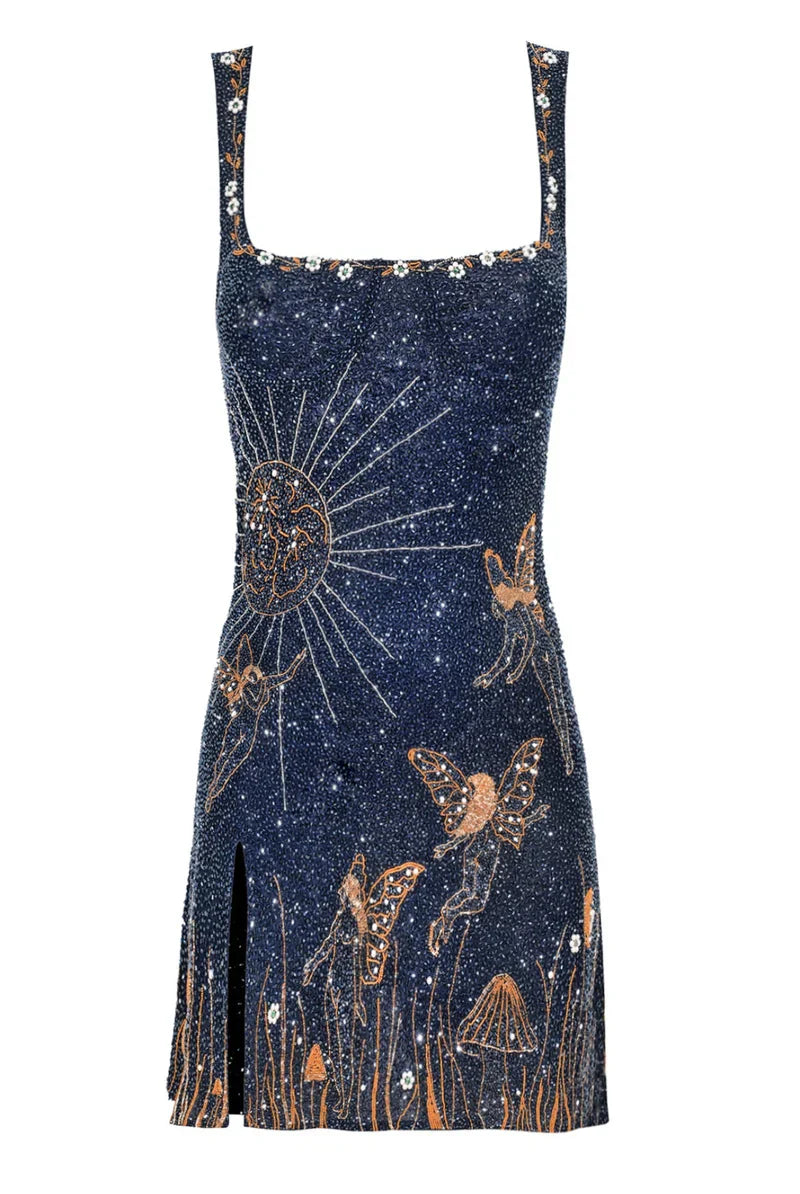 Morgan & Brooke | Midnight Blue Beaded Mini Dress