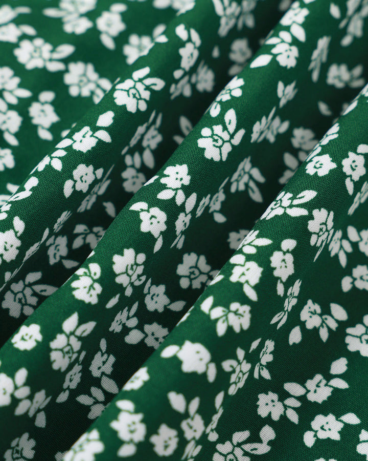Morgan and Brooke | Green Floral V Neck Midi Dress