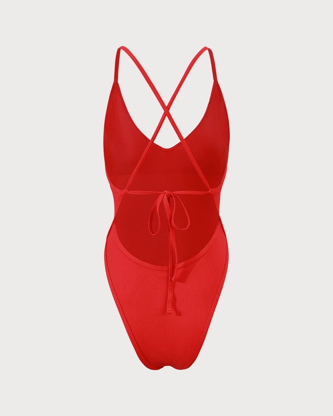 Morgan and Brooke | Ribbed Cross Back One Piece Swimwear for Women in Red