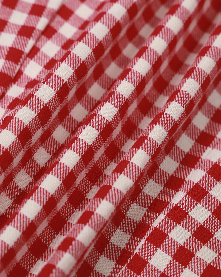 Morgan and Brooke | Boat Neck Plaid Mini Dress for Women in Red