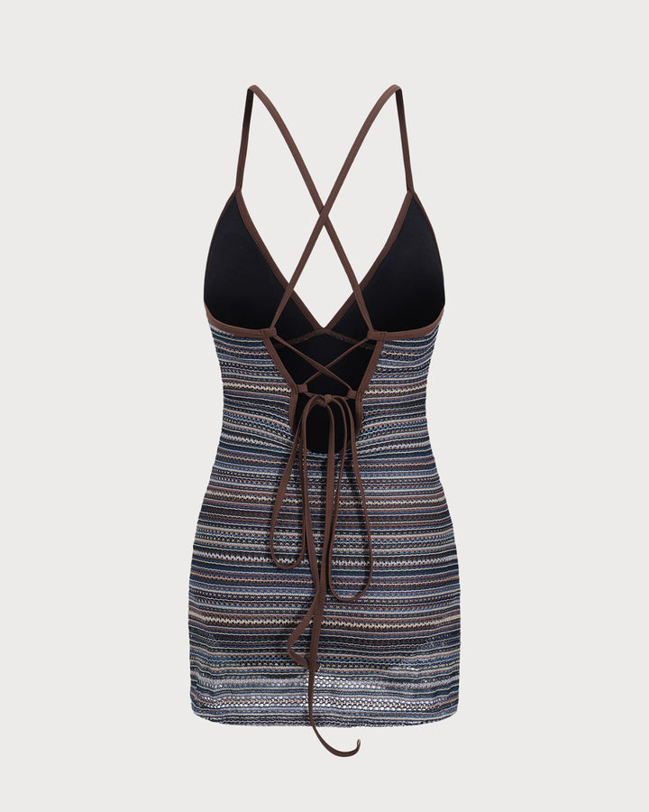 Morgan and Brooke | Striped Backless One-Piece Swimwear