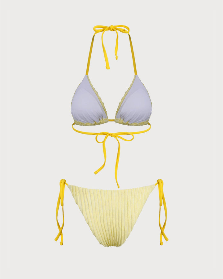 Morgan and Brooke | Halter Triangle Bikini Set for Women in Yellow