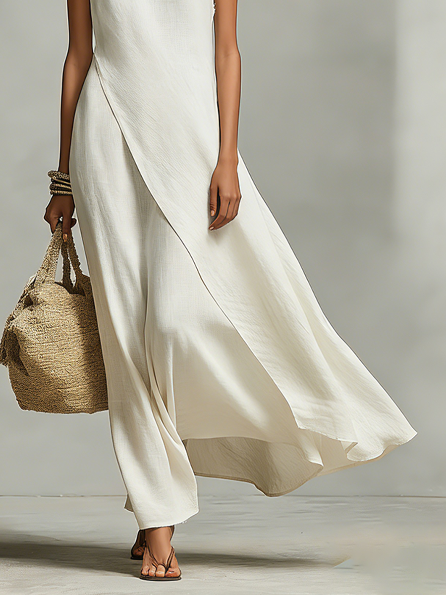 Morgan & Brooke | Ivory Linen Sleeveless Casual Dress