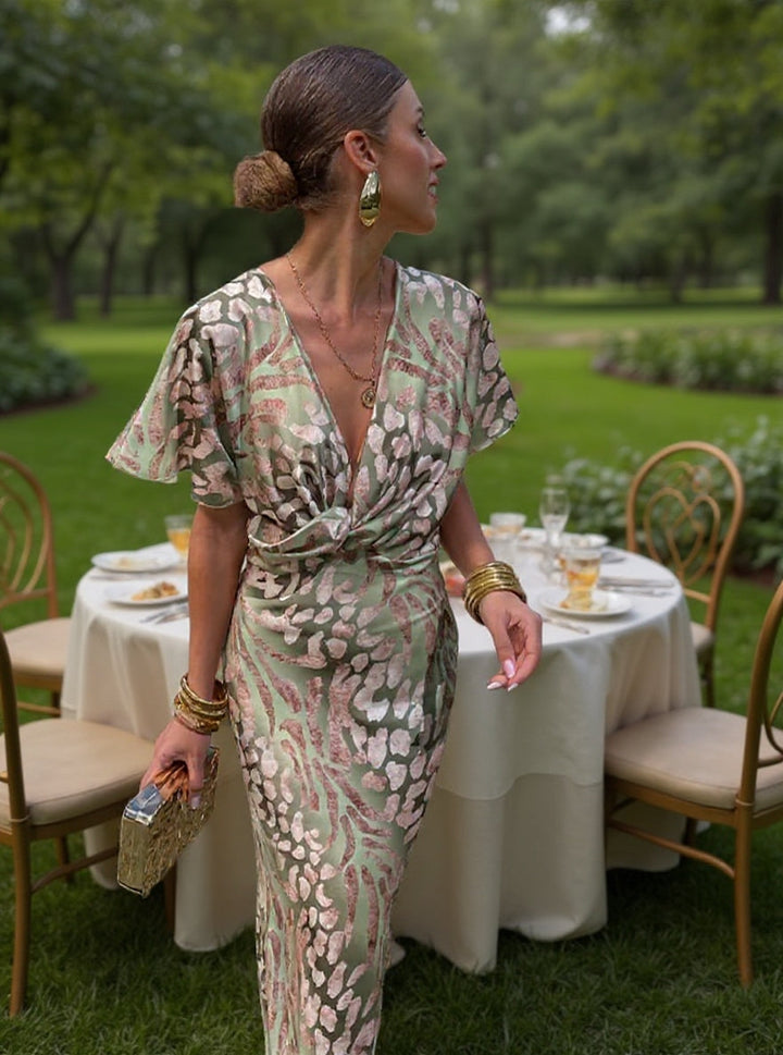 Morgan & Brooke | Copper Twist-Front Midi Dress