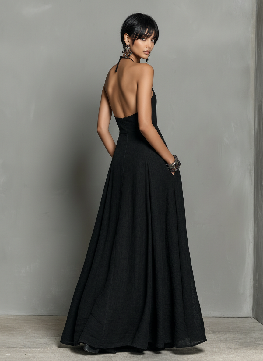 Morgan & Brooke | Linen Halter Neck Dress