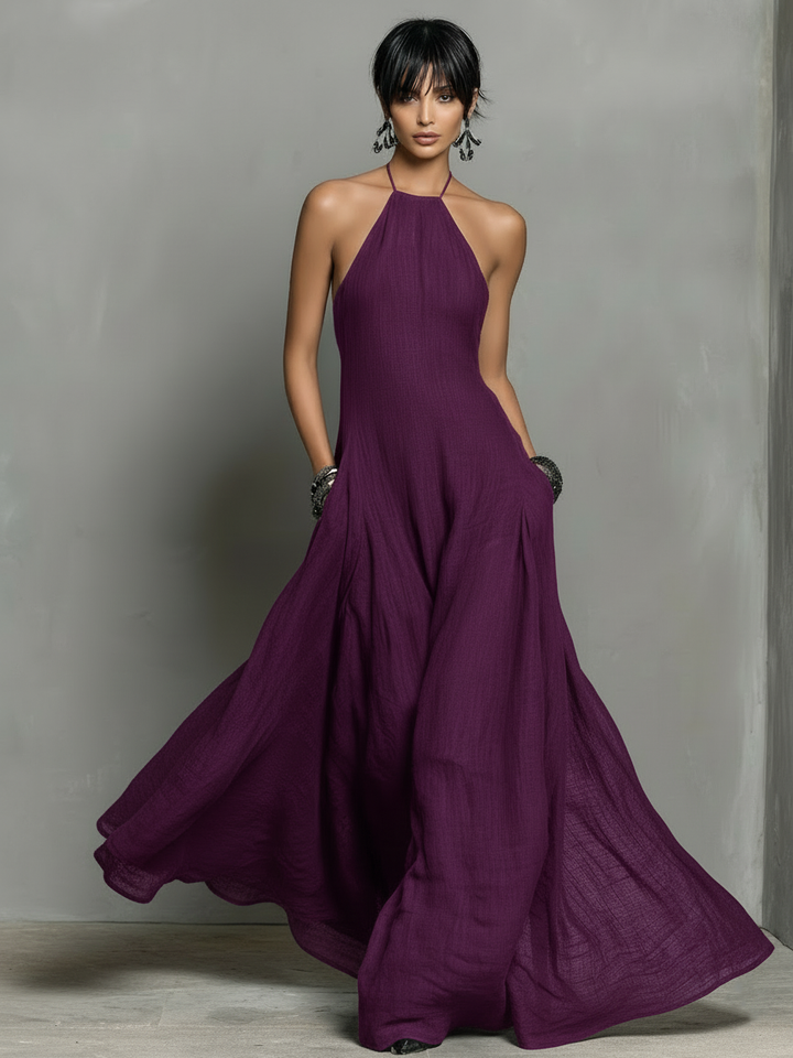 Morgan & Brooke | Linen Halter Neck Dress