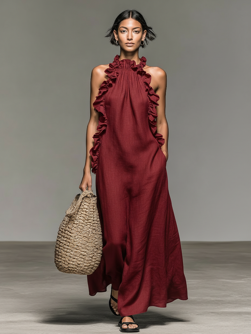 Morgan & Brooke | Linen Ruffle Dress
