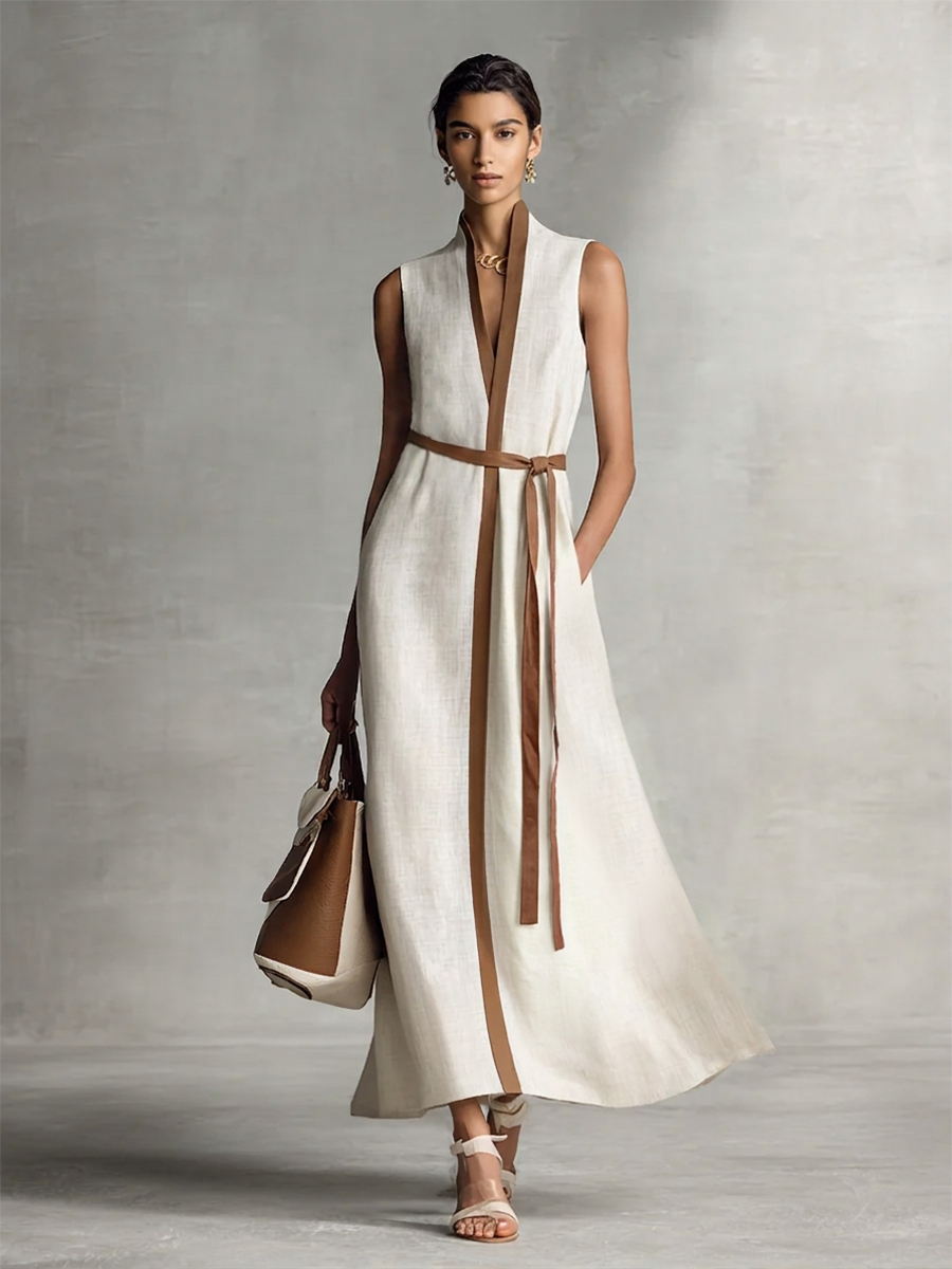 Morgan & Brooke | Linen V-Neck Dress