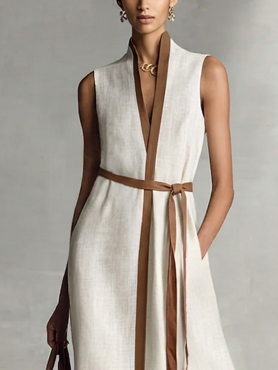 Morgan & Brooke | Linen V-Neck Dress