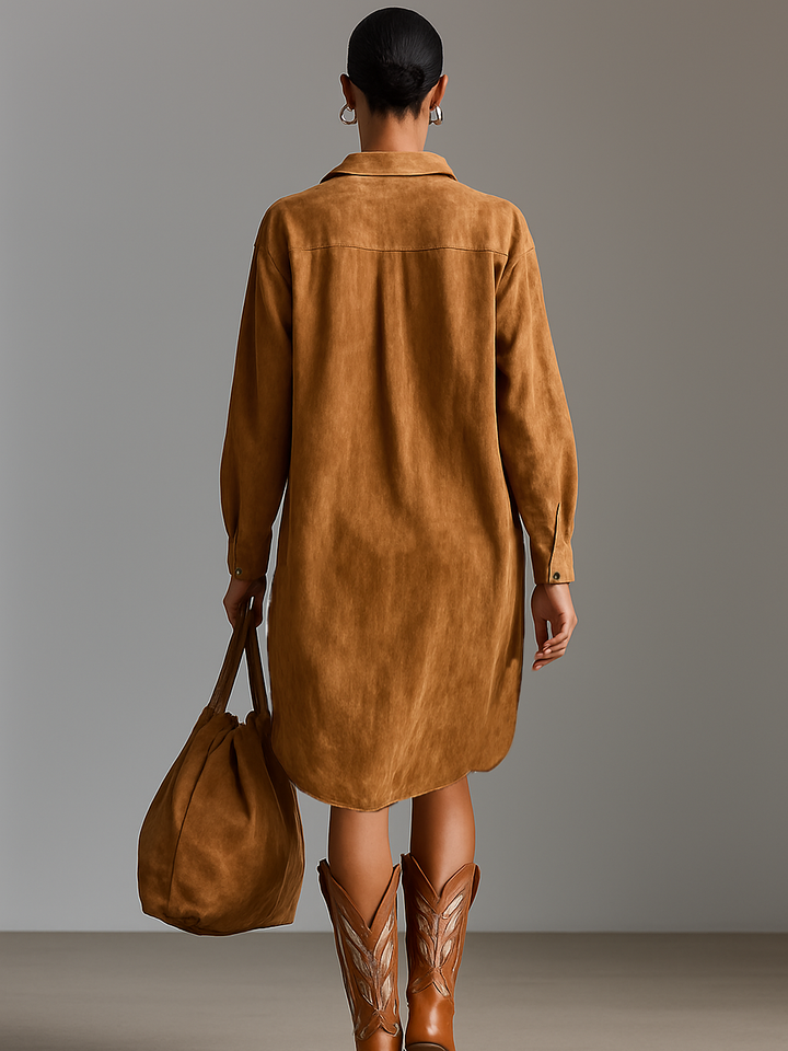 Morgan & Brooke | Red Suede V-Neck Dress