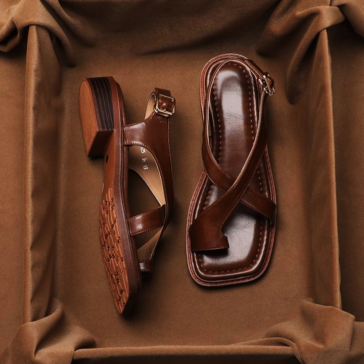 Morgan and Brooke | Leather Cross Sandals