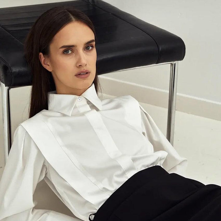 Morgan & Brooke | Tailored Button-Up Organic Cotton Blouse