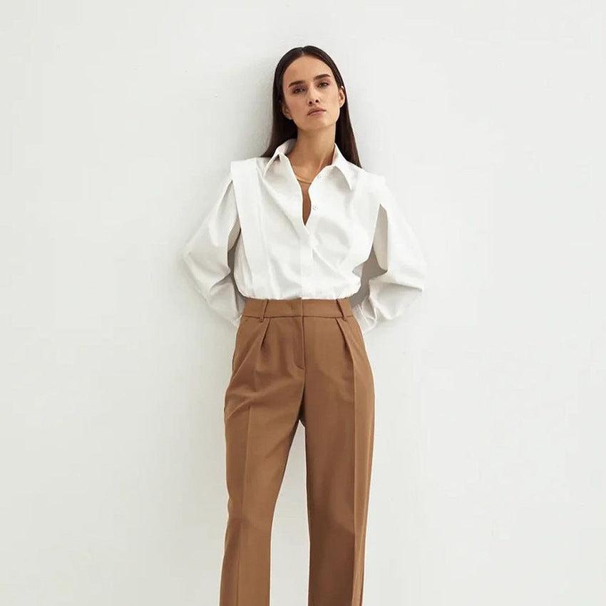 Morgan & Brooke | Tailored Button-Up Organic Cotton Blouse