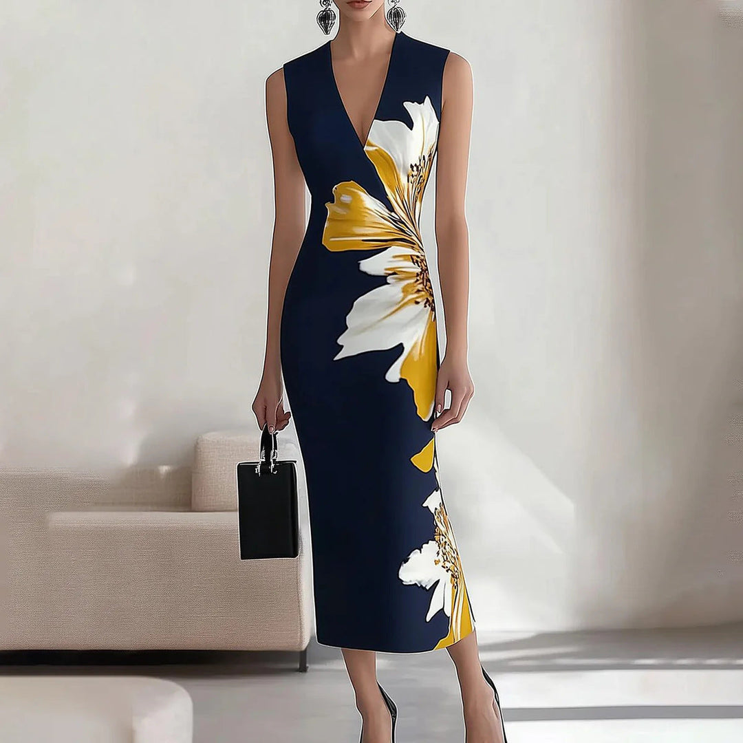 Morgan & Brooke | Floral-Print Midi A-Line Crepe Dress
