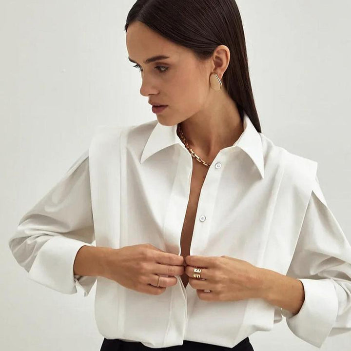 Morgan & Brooke | Tailored Button-Up Organic Cotton Blouse