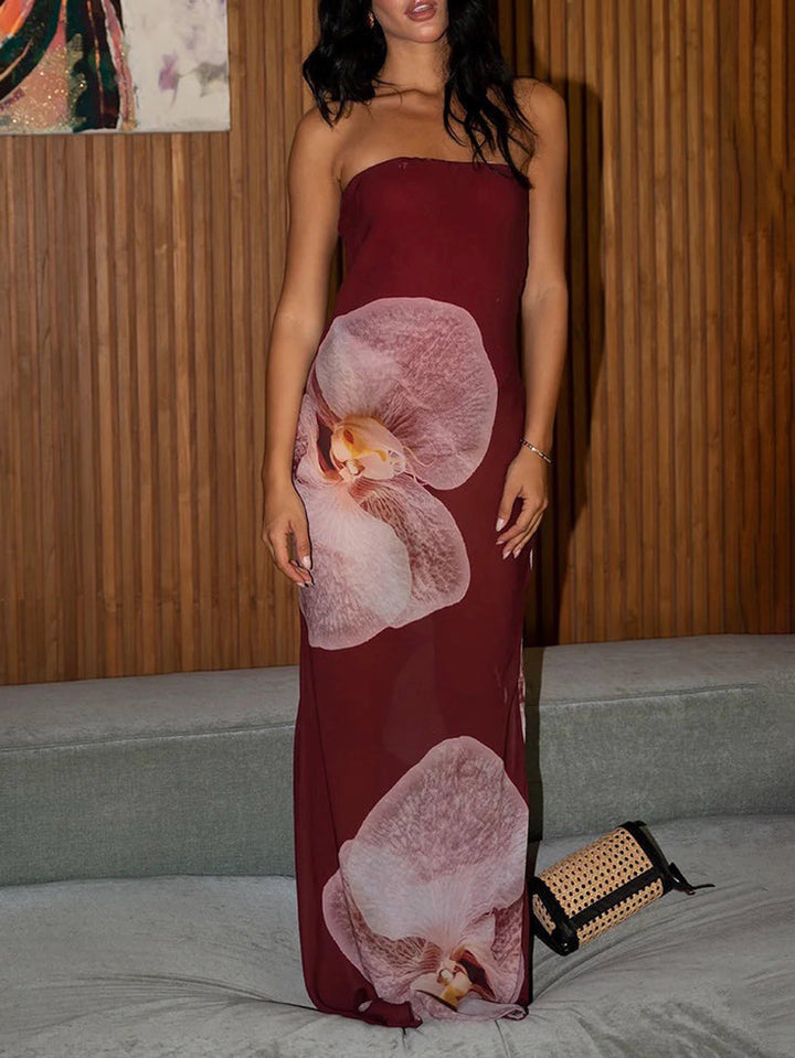 Morgan & Brooke | Elegant Phalaenopsis Print Wrap Dress