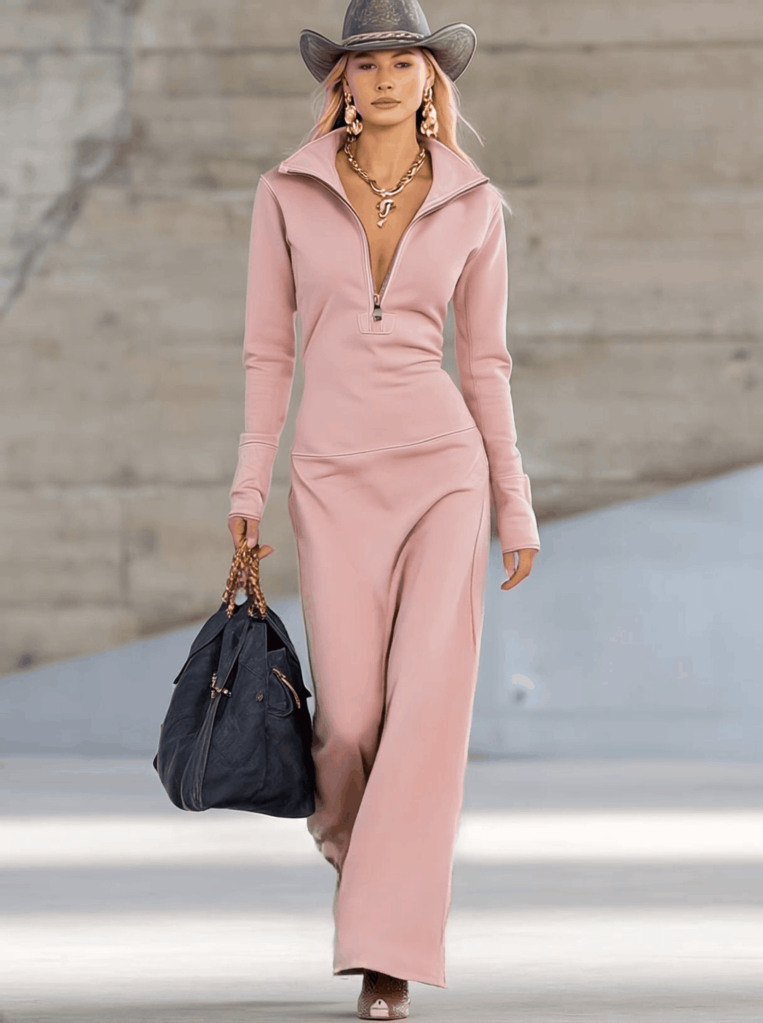 Morgan & Brooke | Pink V-Neck Evening Dress