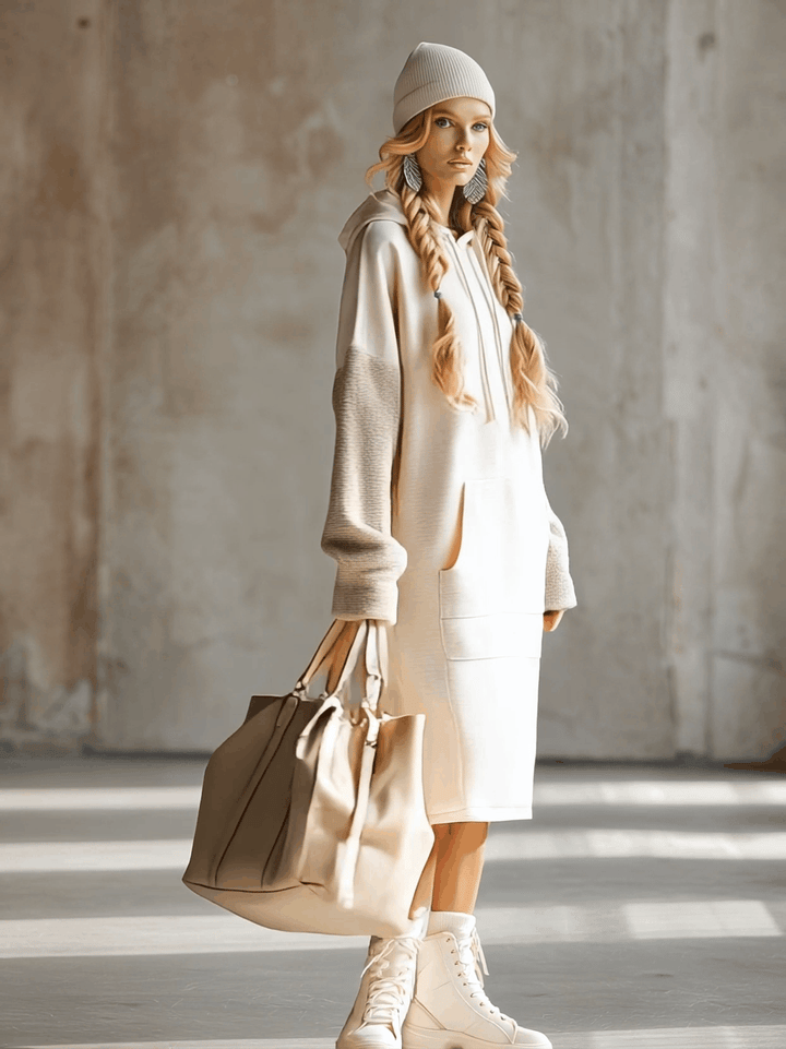 Morgan & Brooke | Beige Hooded Dress